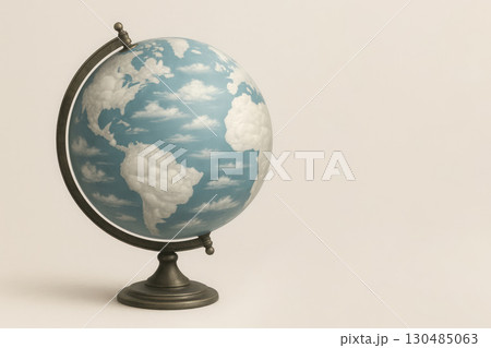 A globe with clouds instead of continents, the concept of a changing world. Space for text. 130485063