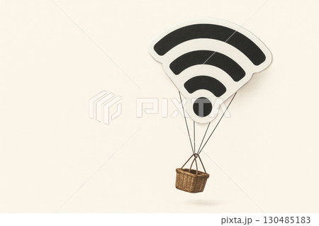 A Wi-Fi icon in the form of a balloon. Space for text. A Wi-Fi icon in the form of a balloon. Space for text. 130485183