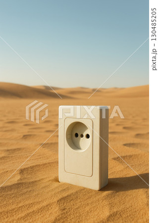 An electrical outlet standing in the desert. 130485205