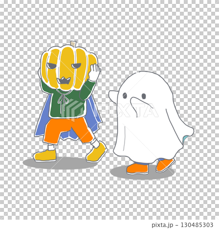 ハロウィンの仮装をしているこどもたちのイラスト 130485303
