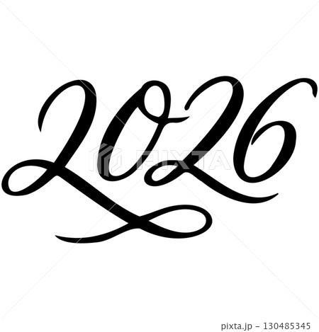 Vector 2026 year black handwriting font. White background. Isolated typography text for design Vector 2026 year black handwriting font. White background. Isolated typography text for design 130485345