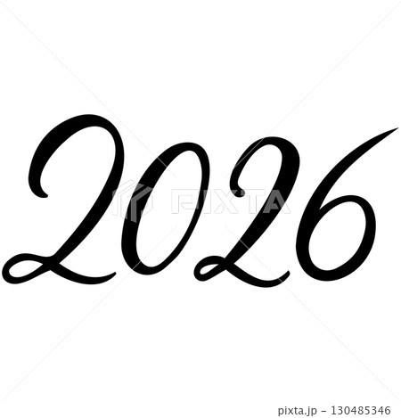 Vector 2026 year black handwriting font. White background. Isolated typography text for design Vector 2026 year black handwriting font. White background. Isolated typography text for design 130485346