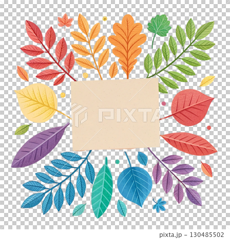 Beautiful Autumn Blank Paper White Background 130485502