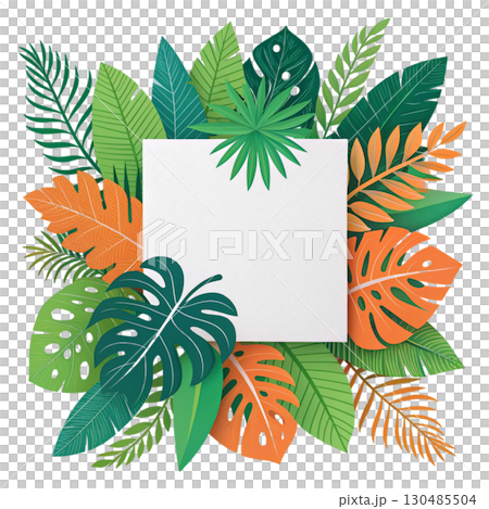 Beautiful Autumn Blank Paper White Background 130485504