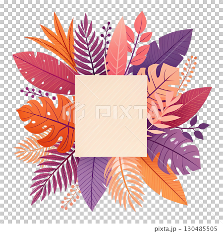 Beautiful Autumn Blank Paper White Background 130485505
