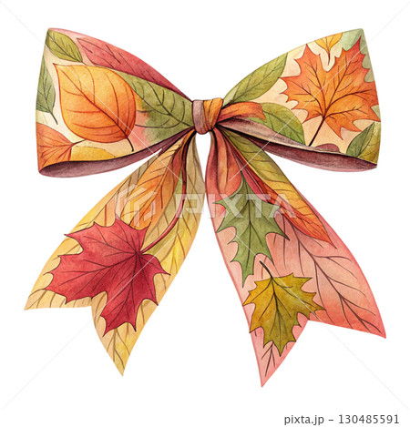 Leaf Bow Illustration Soothing Colors White Background 130485591