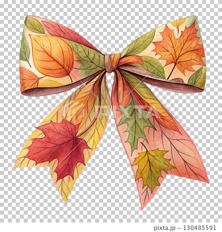 Leaf Bow Illustration Soothing Colors White Background 130485591