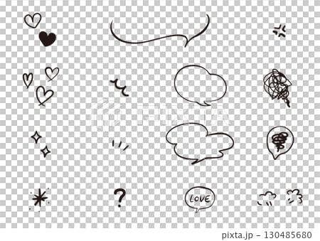 Speech bubbles and manga symbols set 130485680
