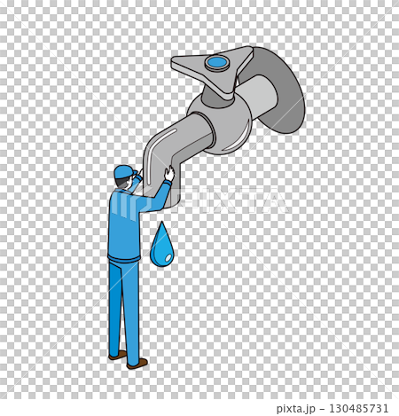 Worker repairing a water leak Worker repairing a water leak 130485731