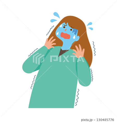真っ青な顔で焦る女性 真っ青な顔で焦る女性 130485776