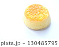 circle butter cake topping golden threads egg on white background 130485795