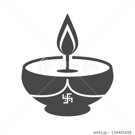 Black and White Diwali Spiritual Symbol Black and White Diwali Spiritual Symbol 130485898