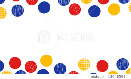 カラフルな幾何学模様のサークルフレーム背景　パワポサイズ 130485954