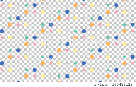 A retro polka dot pattern with colorful circles of different sizes lined up in a row A retro polka dot pattern with colorful circles of different sizes lined up in a row 130486128
