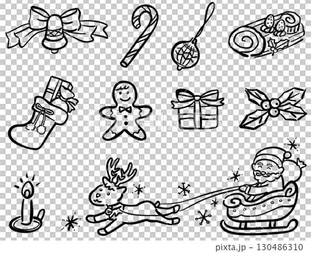 可愛的聖誕插圖集（1種顏色） 130486310