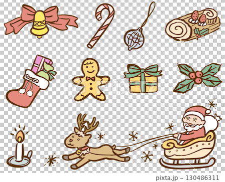可愛的彩色聖誕插圖集 130486311