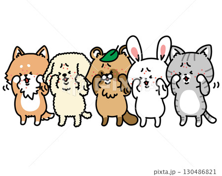 ストレス、アレルギー、顔が痒い動物たち 130486821