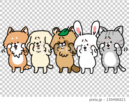 ストレス、アレルギー、顔が痒い動物たち 130486821