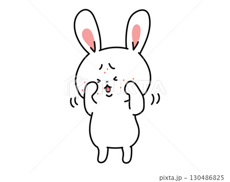 ストレス、アレルギー、顔が痒いウサギさん ストレス、アレルギー、顔が痒いウサギさん 130486825