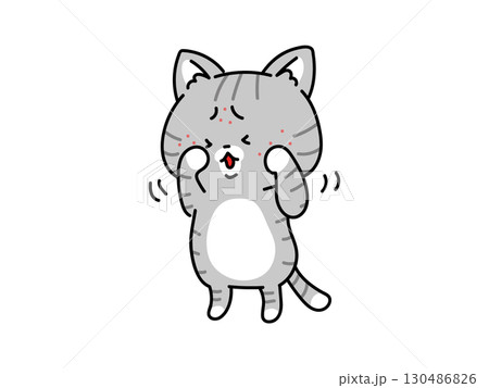 ストレス、アレルギー、顔が痒い猫ちゃん 130486826