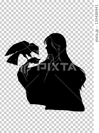 神様と鳥のシルエットイラスト2 130486941