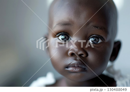 bald African children. Portrait of African boys looking at camera. Poverty in Africa concept. . Generative AI bald African children. Portrait of African boys looking at camera. Poverty in Africa concept. . Generative AI 130488049