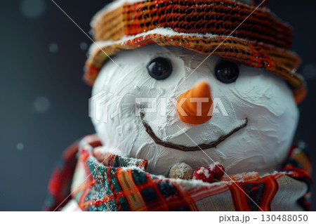 a cute snowman with a carrot nose, red hat, and scarf. Artificial Intelligence a cute snowman with a carrot nose, red hat, and scarf. Artificial Intelligence 130488050