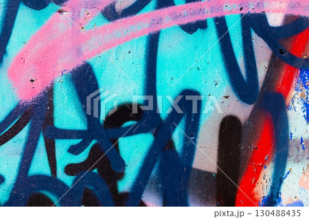 Vibrant Graffiti Art in Neon Blue, Pink, Red for Modern 2000s Street Aesthetic 130488435