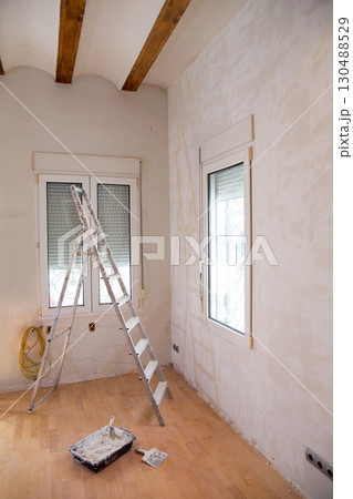 House indoor improvements plater tools and ladder 130488529