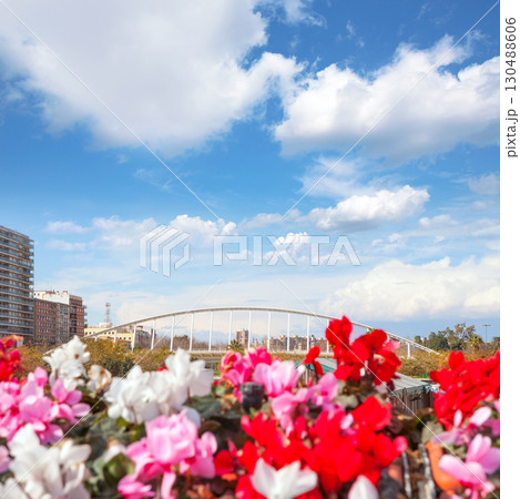 Valencia puente de Exposicion from city flowers bridge Valencia puente de Exposicion from city flowers bridge 130488606