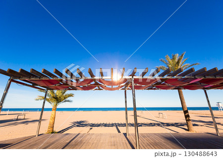 Gandia beach in Valencia at Mediterranean Spain 130488643