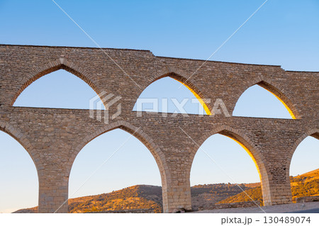 Morella aqueduct in Castellon Maestrazgo at Spain 130489074