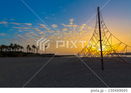 Javea El Arenal beach sunrise Mediterranean Spain Javea El Arenal beach sunrise Mediterranean Spain 130489095