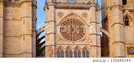 Cathedral of Leon gothic rosette in Castilla 130489144