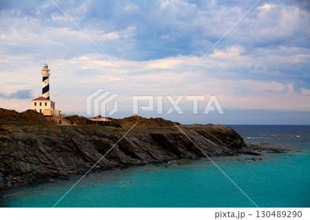 Cap de Favaritx sunset lighthouse cape in Mahon Cap de Favaritx sunset lighthouse cape in Mahon 130489290
