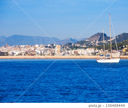 Javea Xabia skyline from Mediterranean sea Spain Javea Xabia skyline from Mediterranean sea Spain 130489449