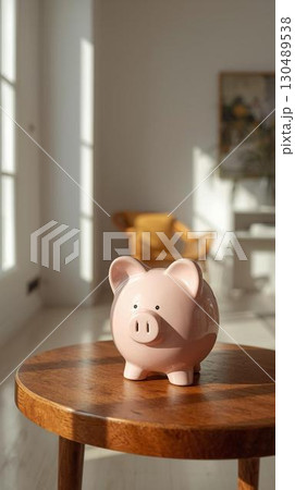 部屋にあるブタの貯金箱 130489538
