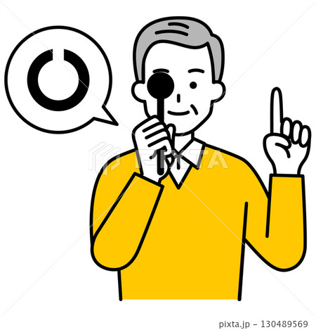 視力検査をする年配の男性 視力検査をする年配の男性 130489569