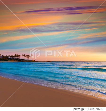 Javea El Arenal beach sunrise Mediterranean Spain 130489609