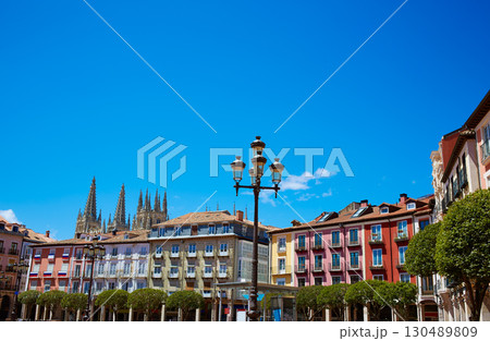 Burgos Plaza Mayor square in Castilla Spain Burgos Plaza Mayor square in Castilla Spain 130489809