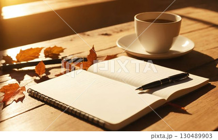 おしゃれなノートとコーヒー 130489903