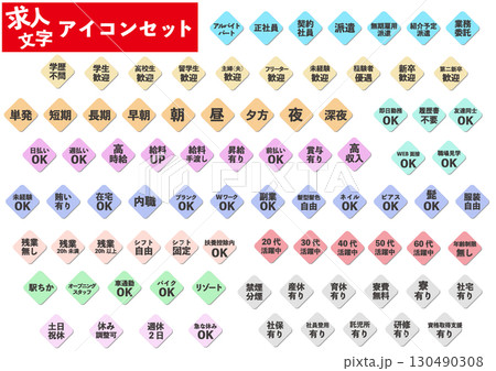 求人関連の文字アイコンセット 130490308