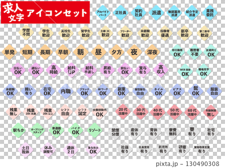 求人関連の文字アイコンセット 130490308