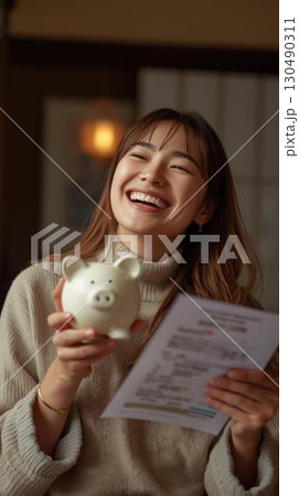 貯金を楽しむ女性 130490311