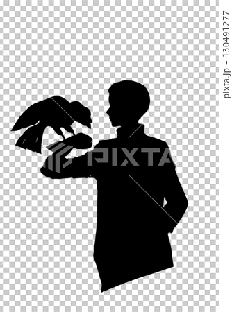 鷹匠の男性のシルエットイラスト 鷹匠の男性のシルエットイラスト 130491277