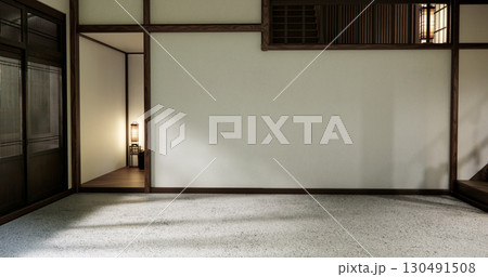 Mock up interior concept Empty room wood docoration wall on granite floor. 3D illustration rendering Mock up interior concept Empty room wood docoration wall on granite floor. 3D illustration rendering 130491508