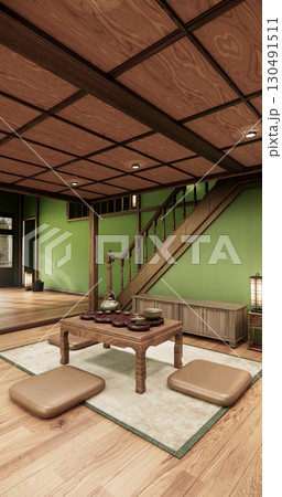 traditional style with decoration muji minimal. 3D rendering traditional style with decoration muji minimal. 3D rendering 130491511