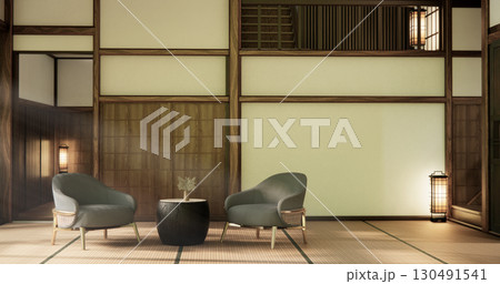 The Western style room is a Japanese room with a small sofa in the living room in an old traditional Japanese style. 3d rendering 130491541