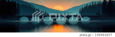 sunset over the bridge 130491657