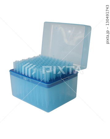 Blue 1 mL micropipette tips box laboratory equipment Blue 1 mL micropipette tips box laboratory equipment 130491743
